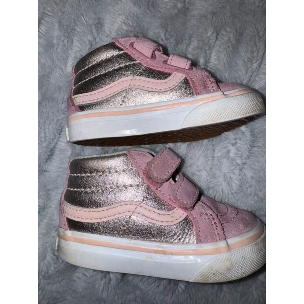 Toddler Girls Pink Hi-Top Vans-Size 5